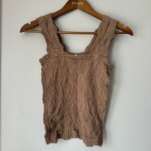 SHEIN Brown Textured Square Neck Tank Top